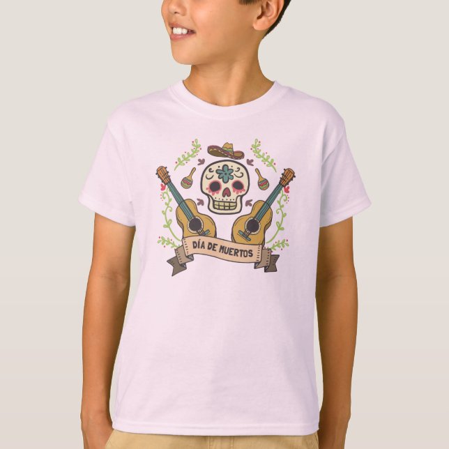 Sugar Skull & Guitars Dia de Muertos Sleeve Shirt (Vorderseite)