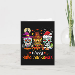 Sugar Skull Hallothanksmas Halloween-Erntedank Karte
