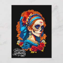 Sugar Skull Halloween, Dia de los Muertos Postkarte