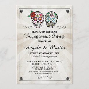 Sugar Skull Halloween Engagement Party Einladung
