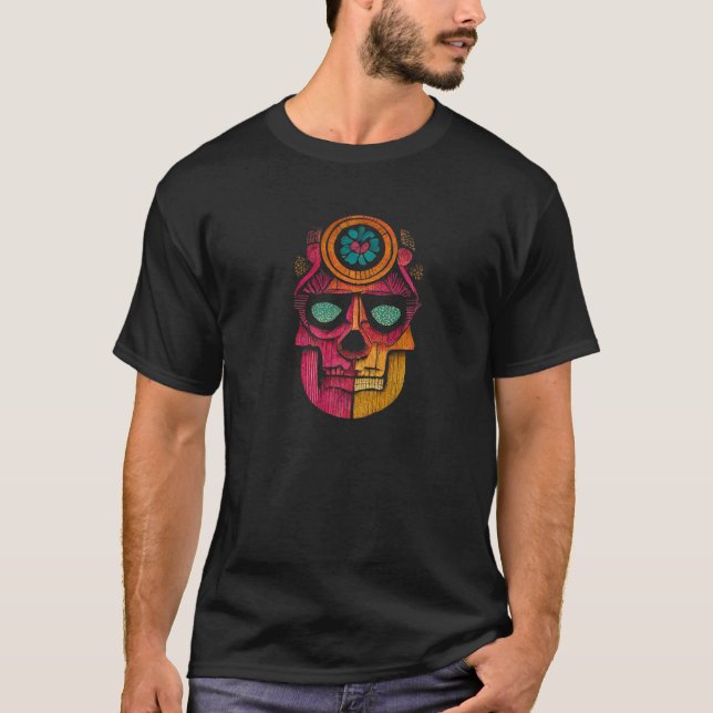 Sugar Skull Hand Illustration Simple Drawn Calaver T-Shirt (Vorderseite)