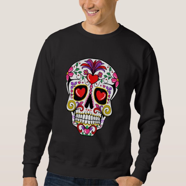 Sugar Skull Heart Eyes Valentines Day Cute Mexican Sweatshirt (Vorderseite)