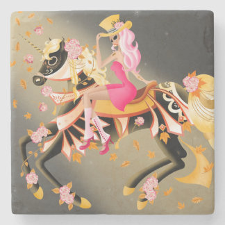 Sugar Skull Horse & Lady Stone Coaster Steinuntersetzer