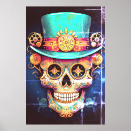 Sugar Skull Images Cool Guy in a Cool Hat on Wall Poster