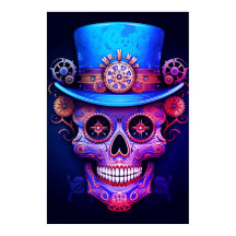 Sugar Skull Images Cool Guy in a Top Hat on a Wall