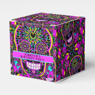 Sugar Skull in Neon Pink Geburtstagsparty Geschenkschachtel