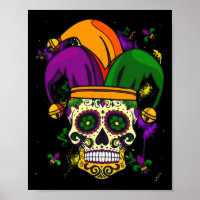 Sugar Skull Jester Hat Mardi Gras Fat Dienstag Car