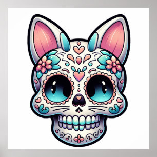 Sugar Skull Kitty Poster