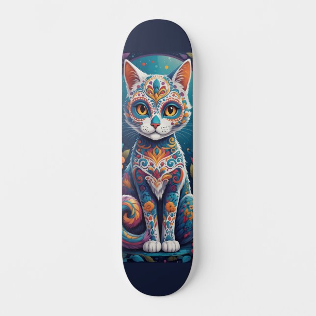 Sugar Skull Kitty Skateboard (Vorderseite)
