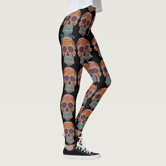 Sugar Skull Leggings Day of the Dead YOUR NAME (Rechts)