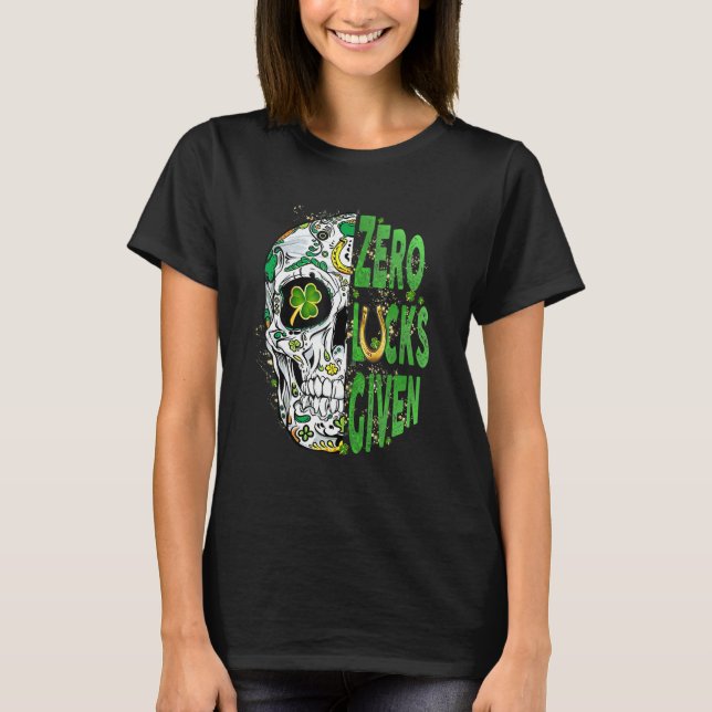 Sugar Skull Leprechaun Hat St Patricks Day of Dead T-Shirt (Vorderseite)