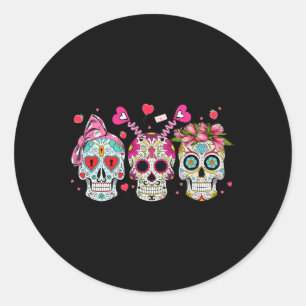 Sugar Skull Liebhaber Valentinstag Paarung Runder Aufkleber