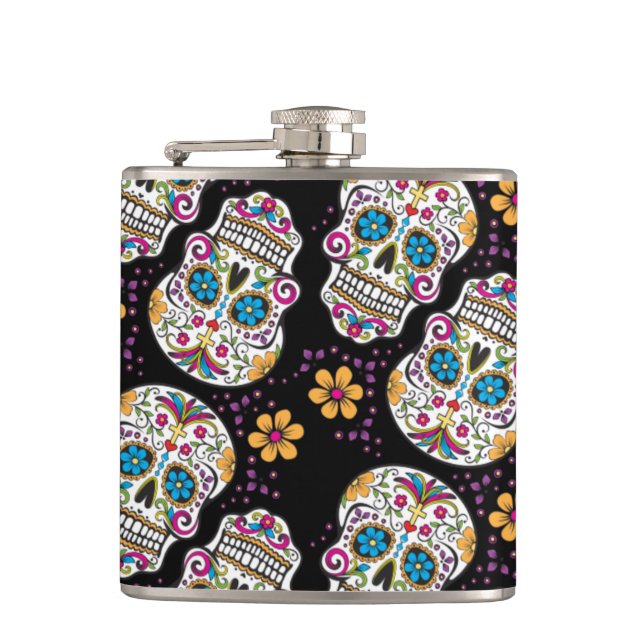 Sugar Skull Lila.png Flachmann (Vorderseite)
