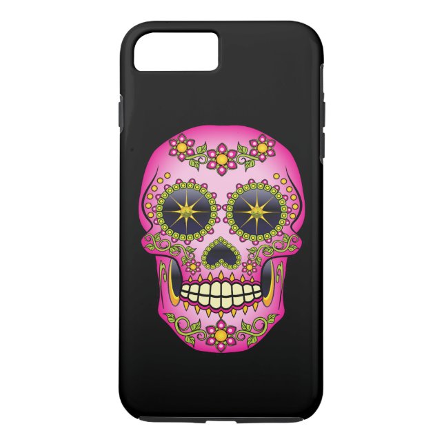 Sugar Skull Magenta Floral Case-Mate iPhone Hülle (Rückseite)