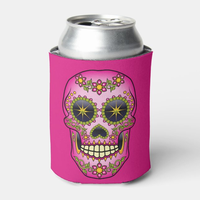 Sugar Skull Magenta Floral Dosenkühler (Kanne Vorderseite)