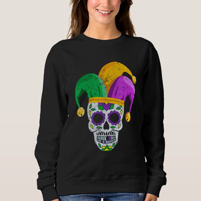 Sugar Skull Mardi Gras Party Apparel  Men Women Ki Sweatshirt (Vorderseite)