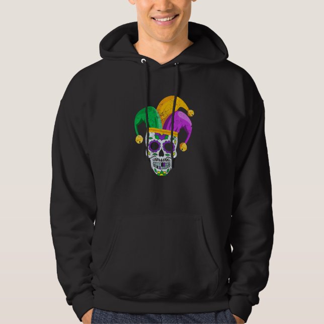 Sugar Skull Mardi Gras Party Apparel Men Women Kid Hoodie (Vorderseite)