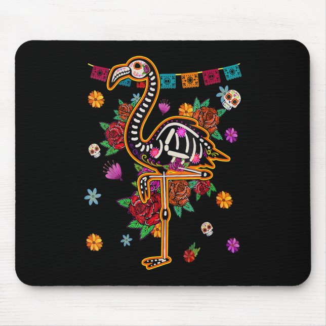 Sugar Skull Mexican Flamingo Knochen Halloween Mousepad (Vorne)