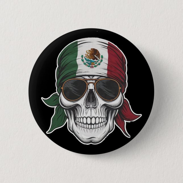 Sugar Skull Mexican Hispanic Heritage Monat Mexiko Button (Vorderseite)