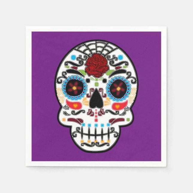 Sugar Skull Mexican Skeleton Party Serviette (Vorderseite)