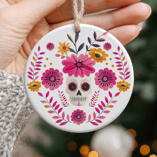 Sugar Skull Mexikanische Blume Cinco de Mayo Foto Keramik Ornament