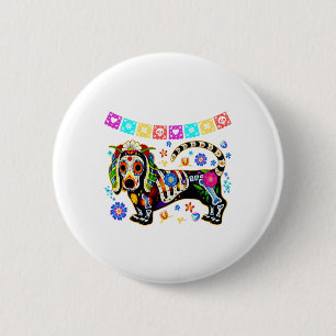 Sugar Skull mexikanische Dackel Knochen Halloween Button