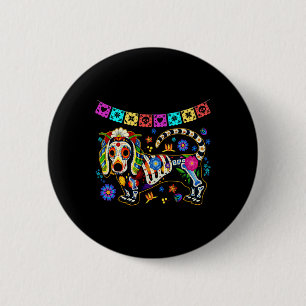 Sugar Skull mexikanische Dackel Knochen Halloween Button