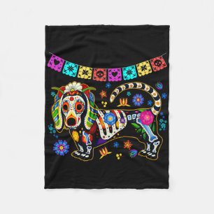 Sugar Skull mexikanische Dackel Knochen Halloween Fleecedecke