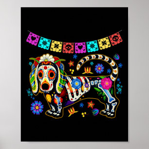Sugar Skull mexikanische Dackel Knochen Halloween  Poster