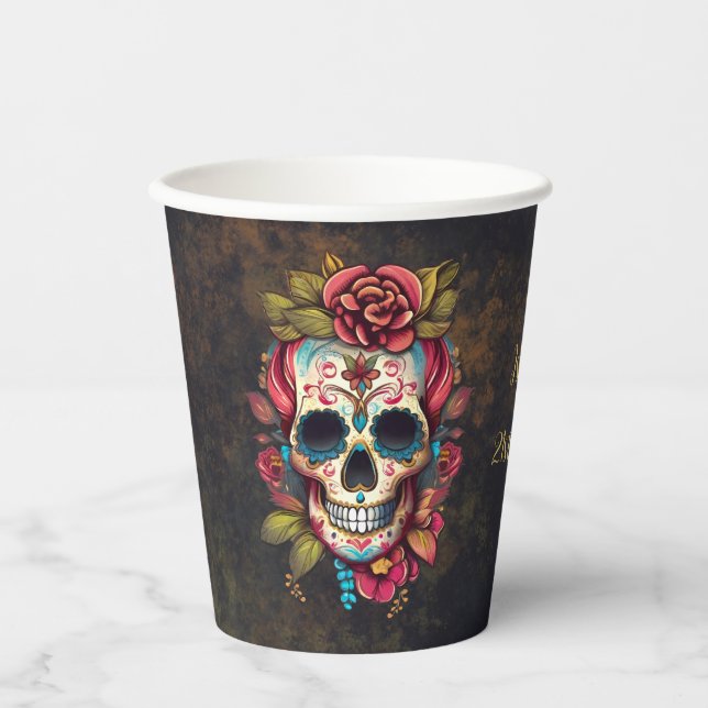 Sugar Skull Milstone Geburtstag Pappbecher (Vorderseite)