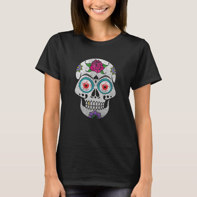 Sugar Skull mit Eyeballs T - Shirt (Vorderseite)