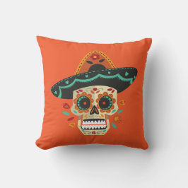 Sugar Skull mit Hat Dia de Muertos | Dekokissen