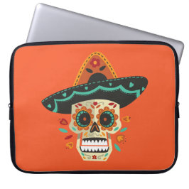 Sugar Skull mit Hat Dia de Muertos Laptop Sleeve