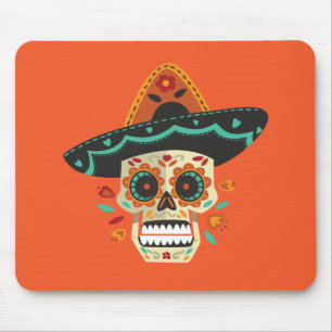 Sugar Skull mit Hat Dia de Muertos   Mousepad