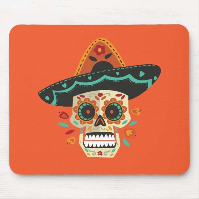 Sugar Skull mit Hat Dia de Muertos | Mousepad (Vorne)