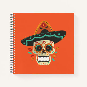 Sugar Skull mit Hat Dia de Muertos   Notizbuch