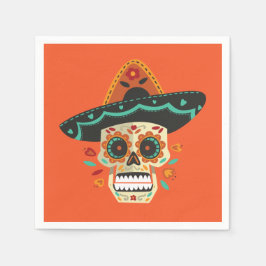 Sugar Skull mit Hat Dia de Muertos | Serviette