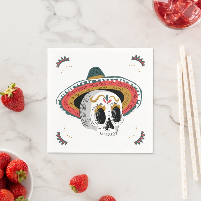 Sugar Skull mit Sombrero Halloween Serviette (Beispiel)