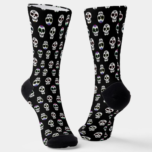 Sugar Skull Muster Halloween Socken (Gewinkelt)