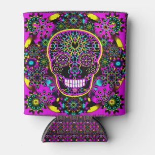 Sugar Skull Neon Pink Dosenkühler