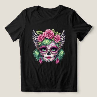Sugar Skull Nerd Big Glasses Blumenkrone Tri-Blend Shirt