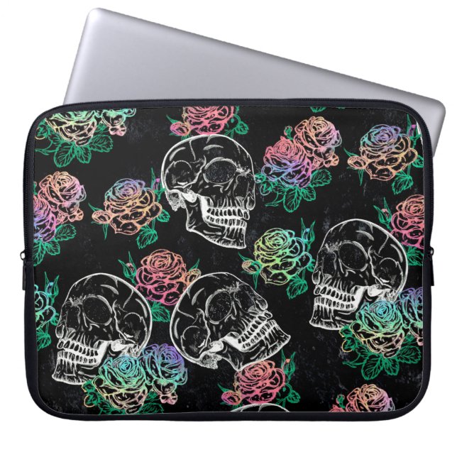 Sugar Skull Ombre Rose | Girly Pastel Grunge Glam Laptopschutzhülle (Vorderseite)