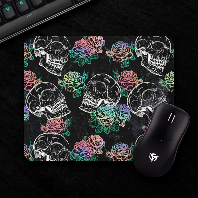 Sugar Skull Ombre Rose | Girly Pastel Grunge Glam Mousepad (Von Creator hochgeladen)