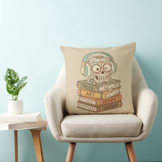 Sugar Skull Passionate About Reading Kissen