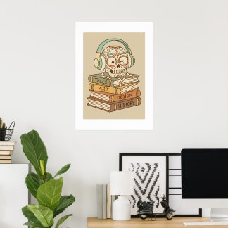 Sugar Skull Passionate About Reading Poster