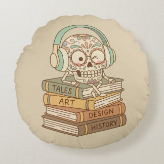 Sugar Skull Passionate About Reading Rundes Kissen