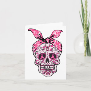 Sugar Skull Pink Ribbon Byndana Calavera Brust Ca Karte