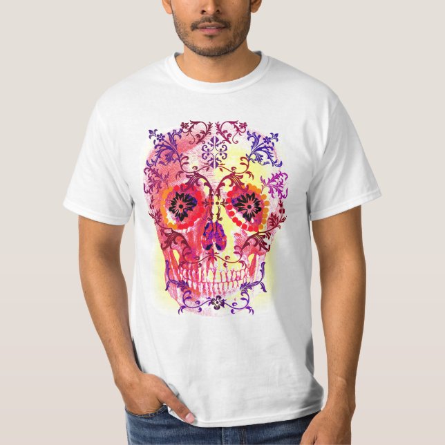SUGAR SKULL PSYCHEDELIC DRUCKEN T-Shirt (Vorderseite)