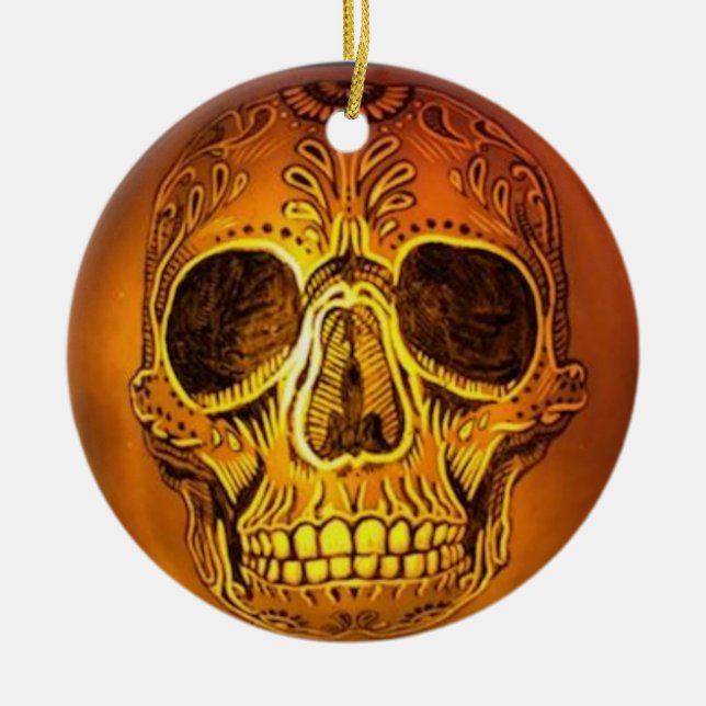 Sugar Skull Pumpkin Tree Ornament (Vorne)