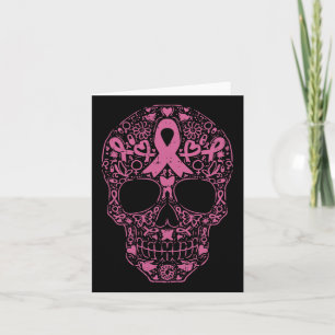 Sugar Skull Rosa Ribbon Calavera Brustkrebs Awa Karte